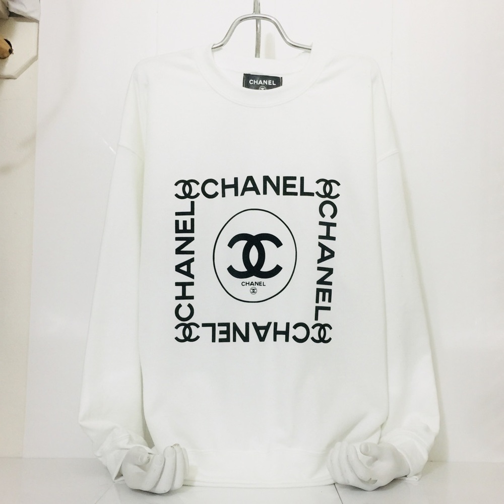 White bootleg Chanel sweatshirt